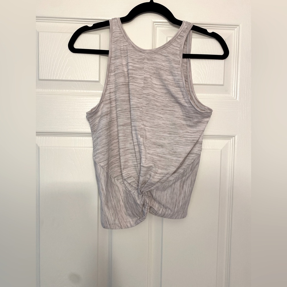Athleta Light Heather Gray Twist-Front Tank Top